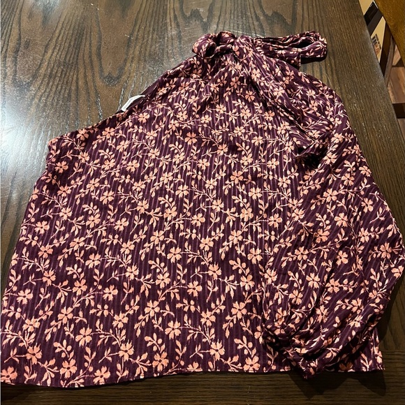 Ulla Johnson Enid Purple One Shoulder Blouse with Bow Cottagecore Prairie Silk - Picture 11 of 11